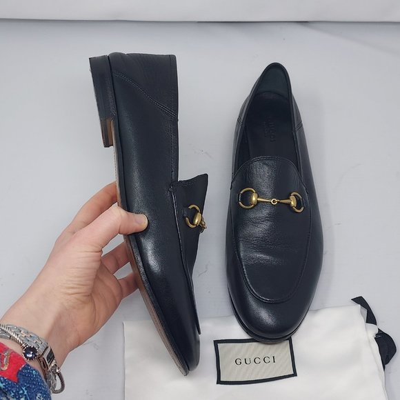 Gucci Jordaan Black Leather Horsebit Loafer - Picture 6 of 9